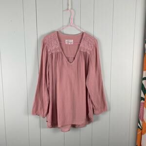 Current Elliott Gauze Picnic Shirt Coral Rose
